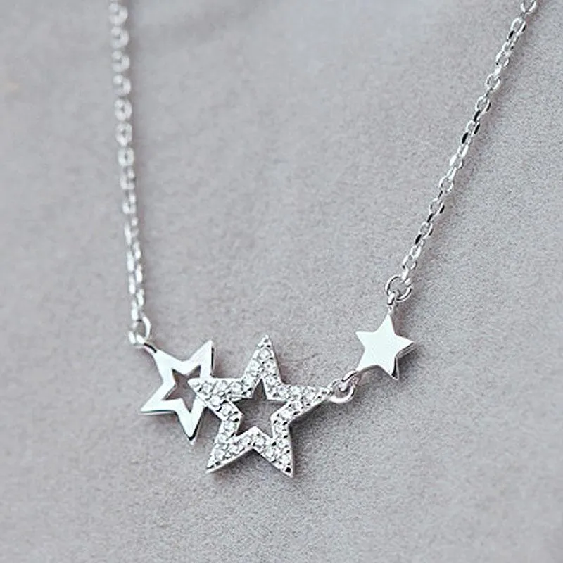 Pendant Necklaces S925 Sterling Silver Necklace For Women Simple Exquisite Star Clavicle Chain Girls Birthday Jewelry Gift