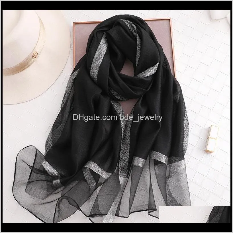 brand 2020 solid silk scarf women scarves shawls and wraps muslim chiffon hijab foulard femme beach stoles bandana