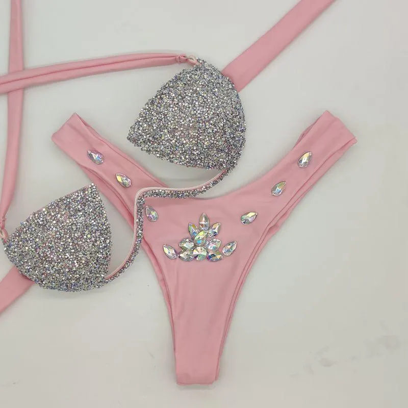 Costumi da bagno da donna 2021 Vacanza Bikini con strass Set Bling Stones Costume da bagno Costume da bagno di buona qualità Costumi da bagno donna sexy