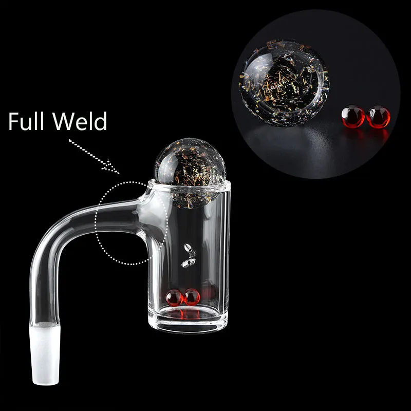 Full Weld Smoking Beveled Edge 4mm Bottom ,With 2pcs Spinning Holes Quartz Banger And ruby, Dichro Caps 10mm 14mm 18mm For Glass Bongs