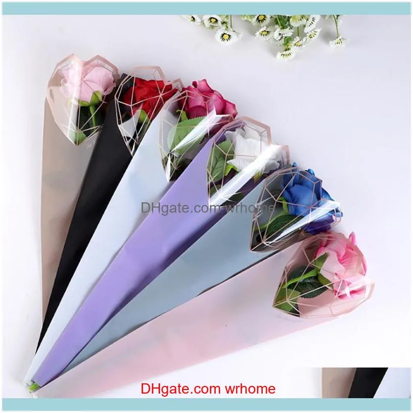 20pcs/set Single Bag Plastic Transparent Flower Wrapping Paper Valentine Day Rose Opp Floral Packaging Bags 4 NE0OA