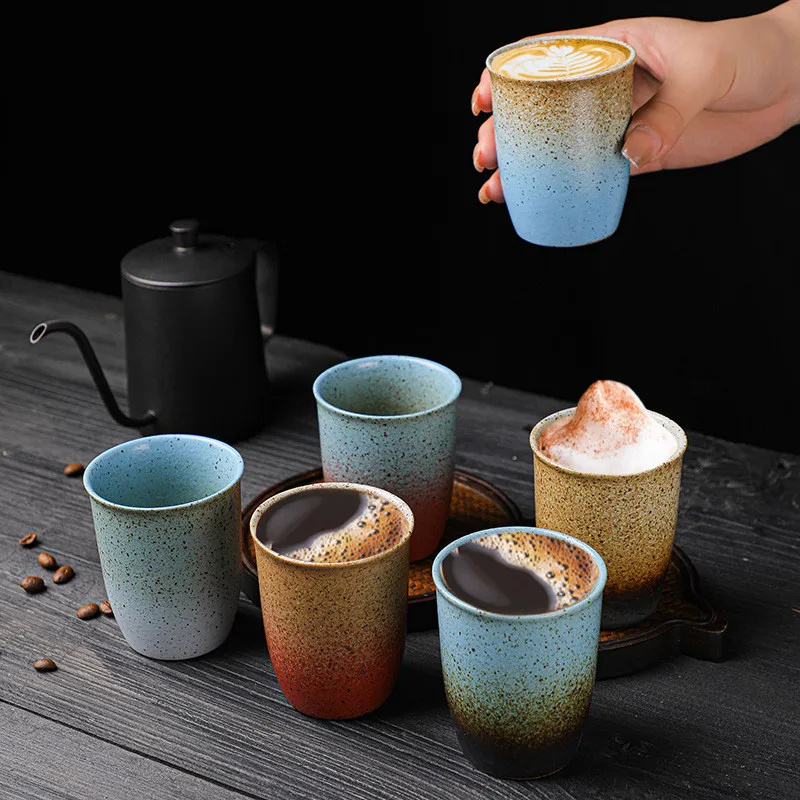 Tasse à thé au four en céramique rétro tasse à café en grès de style japonais tournée tasse de maître tasse à thé