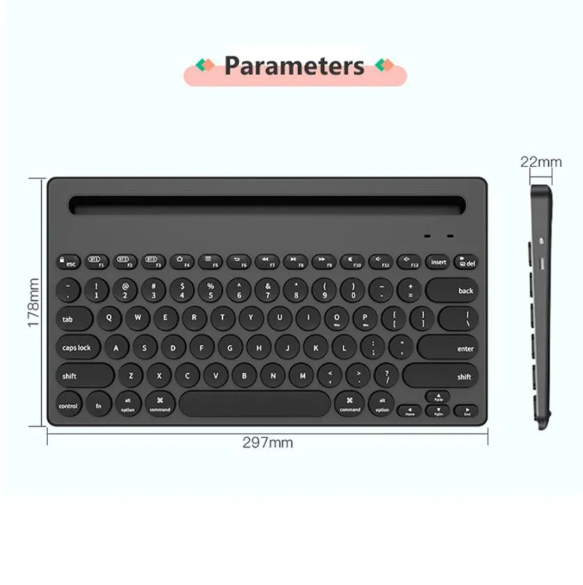マルチデバイスBluetoothワイヤレスキーボードミニ76タブレット電話用