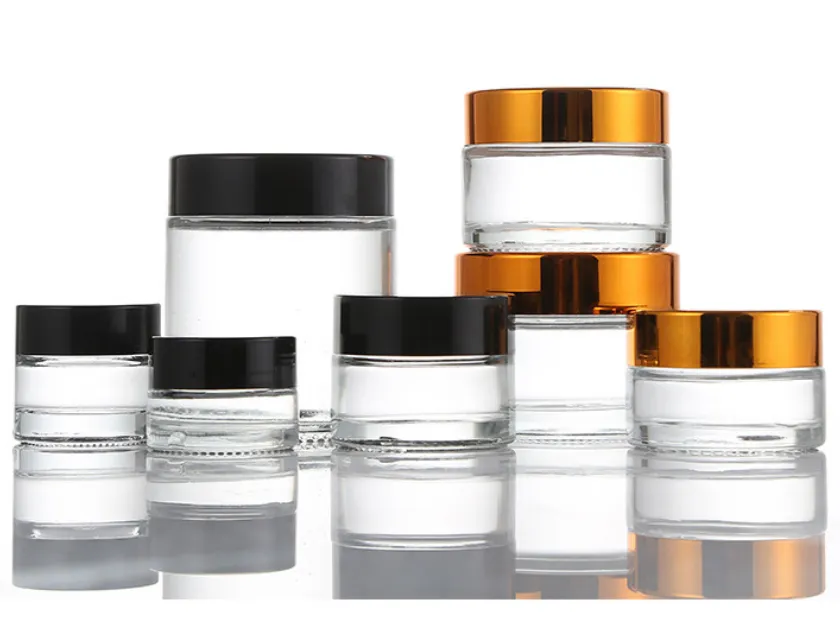 Wholesale Clear Tempered Glass Jar Bottle With Black/Gold Cap Food