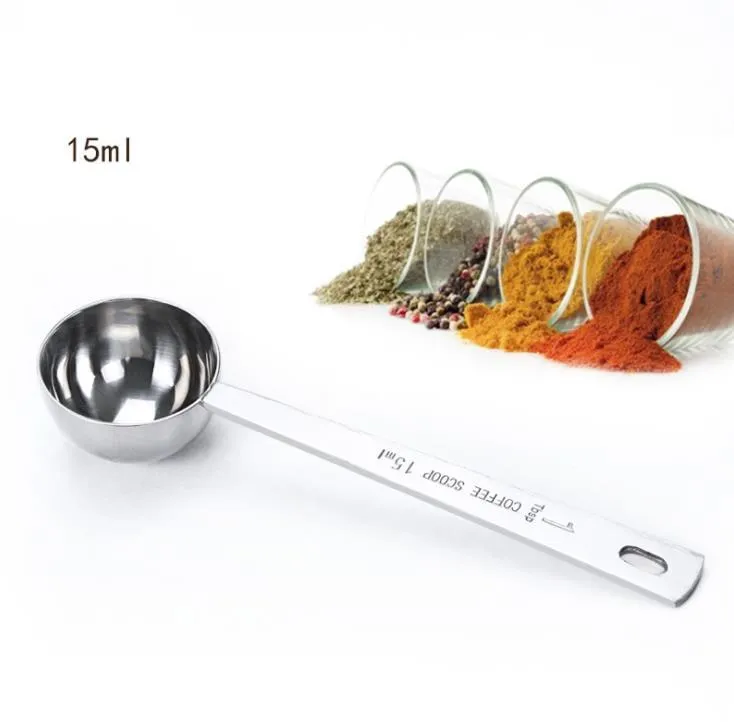 15ml Measuring Tools Scoop Stainless Steel Coffee Milk Powder Tea Leaves Self Spoon Kitchen Measuring Tool SN4321