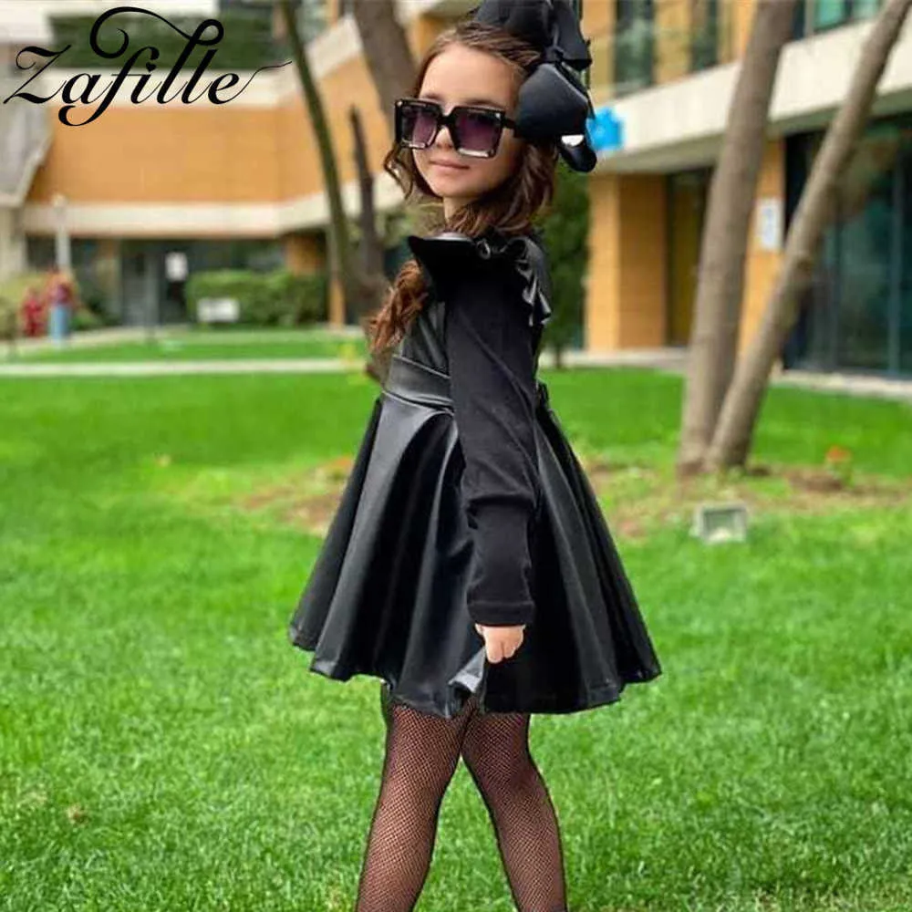ZAFILLE Vestido de fiesta para ni a Verano Oto o Vestido de cuero falso Volantes Sin espalda Vestidos para ni os Ropa para ni os peque os Ni as Q0716