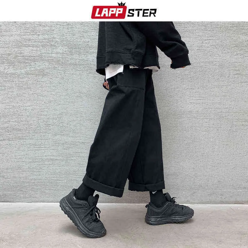 Lappster Mannen Koreaanse Mode Harembroek Wijde Pijpen Joggers 2021 Mens Black Losse Joggingbroek Japan Stijl Rechte Broek 0214