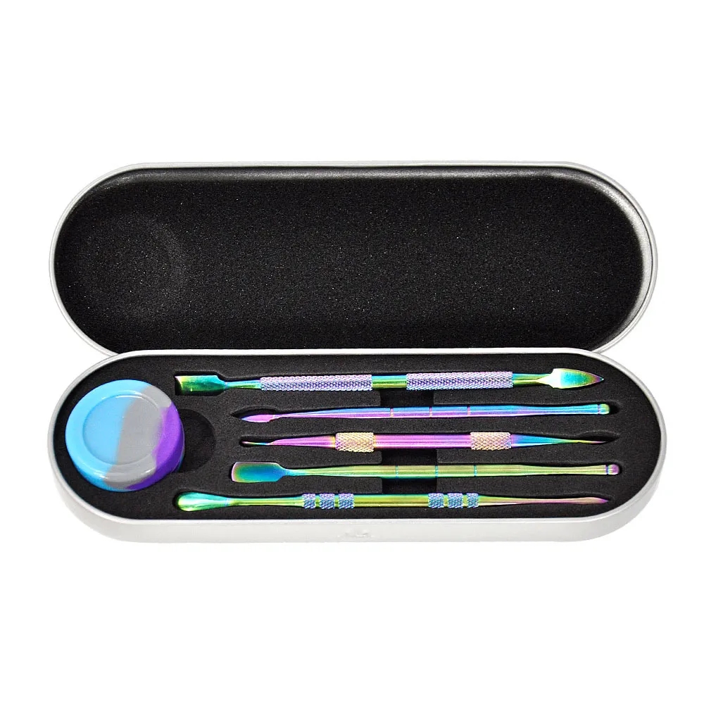 DHL Gratis DAB Tool Kit Wax Dabber Rökning Tillbehör Rostfritt Stål Set och 5 ml silikonbehållare