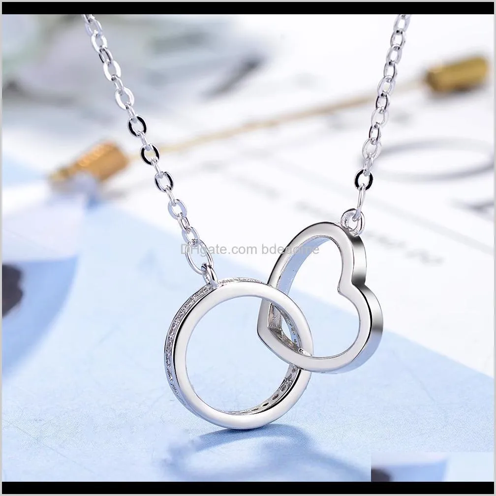 pendant necklace heart with love letter circle steel crystal zircon rose gold and imitation rhodium plated confirmed color metal chain