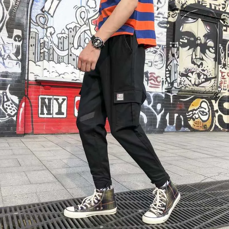 Heren Cool Broek Losse Mannen Cool Hiphop Pocket Nieuwe Mode Joggers Broek Broek Mannen Streetwear X0723