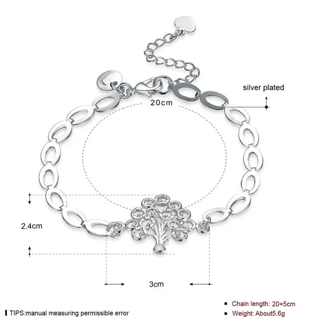 Sterling Sterling Sille Silver Tree of Life wisiorek Bransoletka GSSB574 moda 925 Srebrna biżuteria bransoletki 247s