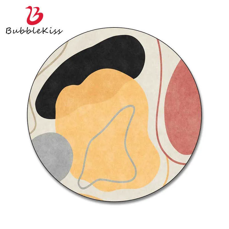 Bubble Kiss Tapis rond Accueil Personnaliser Tapis Résumé Motif géométrique Tapis de sol Salon Tables basses Décoration Foot Pad 210626