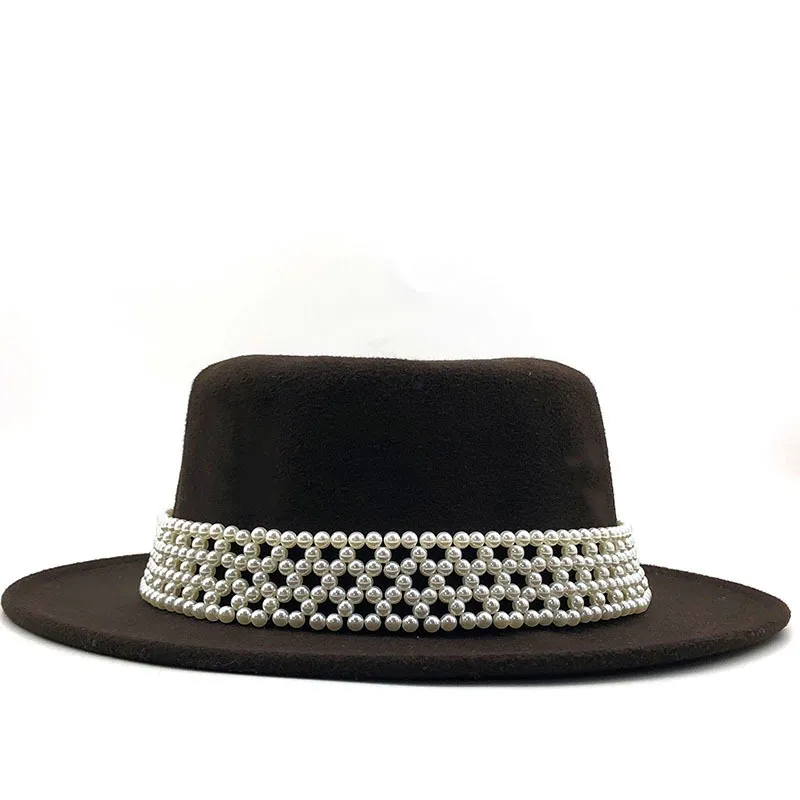 Enkla män kvinnor bred brim varm ullfilt jazz fedora hattar retro stil solid färg panama hatt trilby party formell hatt 56-58cm a5