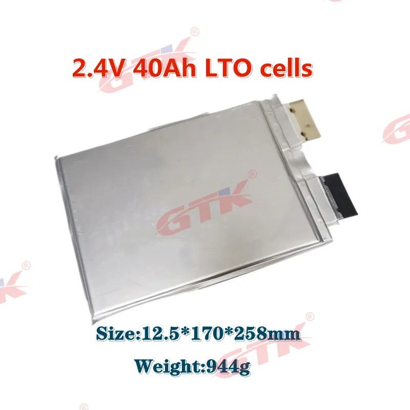 10pcs 2.4V 40AH Bateria de lítio Titanate Battery Células da bateria LTO para DIY 48V 36V 24V 12V Energy Storage System Empilhadeira RV