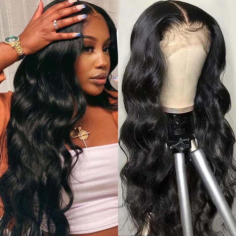 13x6 Body Wave Lace Front Wigs 30inch Brazilian Human Hair Wigs Pre Plucked 250% Density Lace Frontal Wig