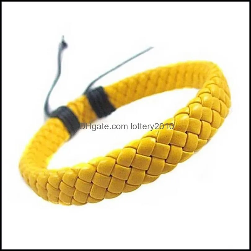 Simple Braided Bracelet PU Leather Men Women Punk Wristband Bangles 8@881