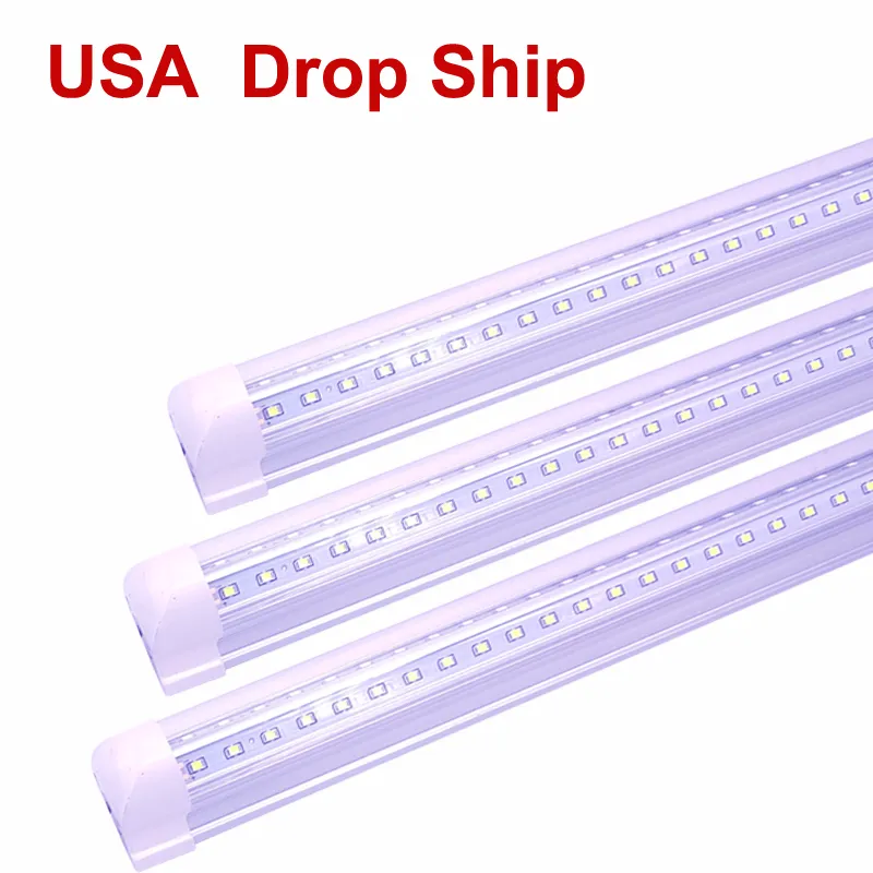 LED Daytime Shop Light 144W 8ft 2.4m Cooler Door Integrated T8 Tubes Light 4ft 5ft 6ft V-Shaped 270 Angle Fluorescent Tube Lighs 85-265V Daytime Shops light