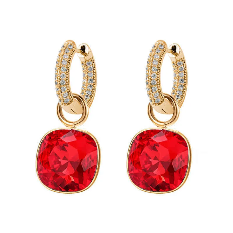 Trending Smycken 2021 Fashion Square Örhängen Drop Earring Top Quality Österrike Crystal Charm bijoux för kvinnor mors daggåva