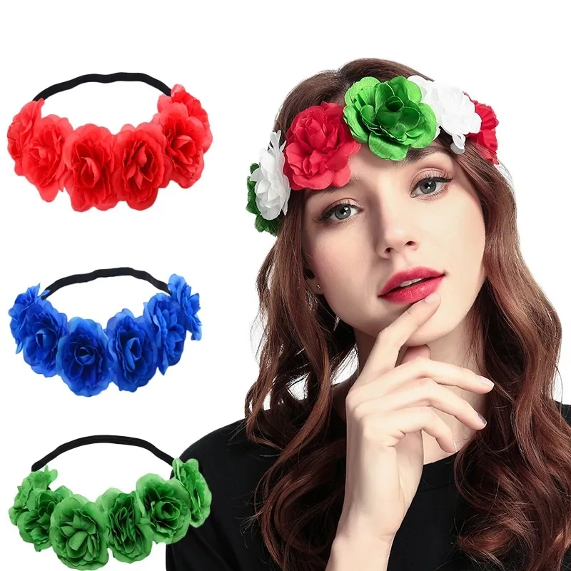 Fasce per fiori di simulazione Ghirlanda di Natale Accessori per capelli da donna con fascia per fiori di Halloween
