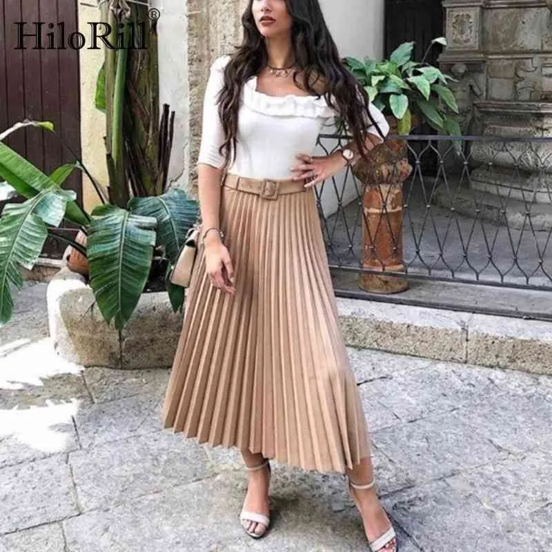 Save Big on Bulk High Waist Pleated Midi Skirt Women Pleated Skirt With  Belt High Waist Elegant Vintage A Line Midi Skirts Female 210508 Best  Deals