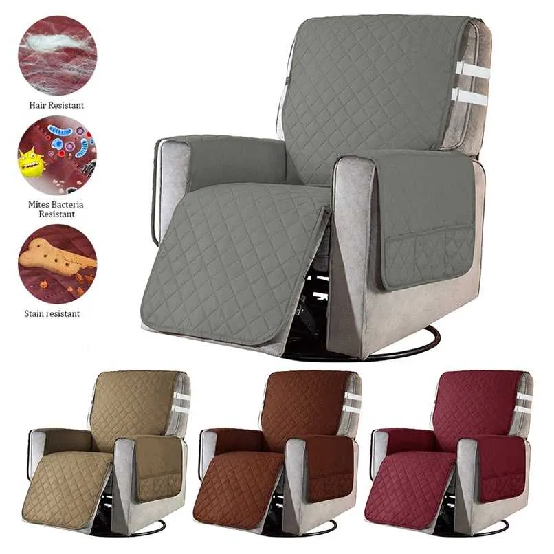 Recliner Chair Slipcover Mat Pet Sofa Protective Covers Anti Slip Washable Sofa Couch Cover Side Pocket Armchair Throw Mat 211025