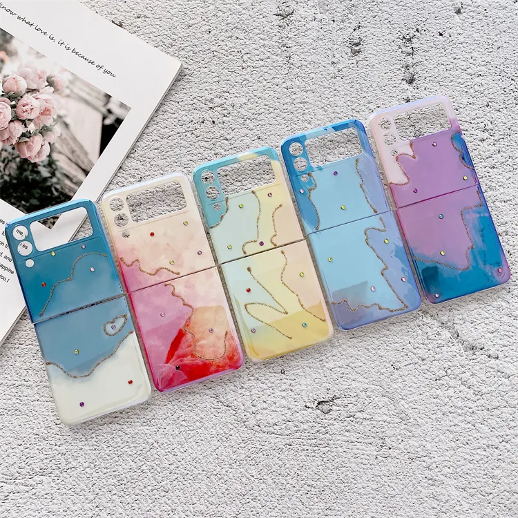 fashion phone cases For Samsung Galaxy z flip3 ZFold3 case Rainbow star point drill tpu