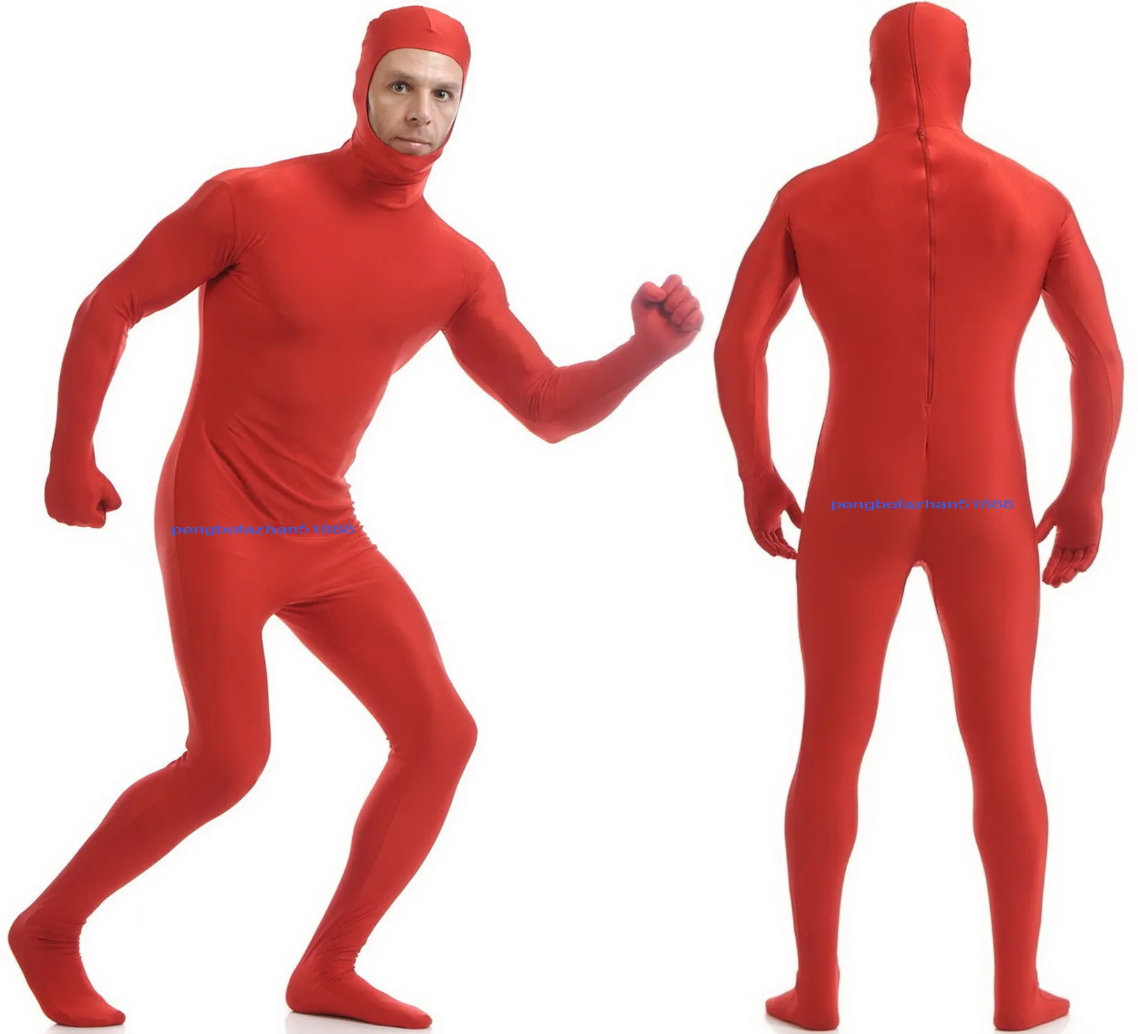 Men Bodysuit Costumes Unisex Outfit Red Lycra Spandex Mens Catsuit