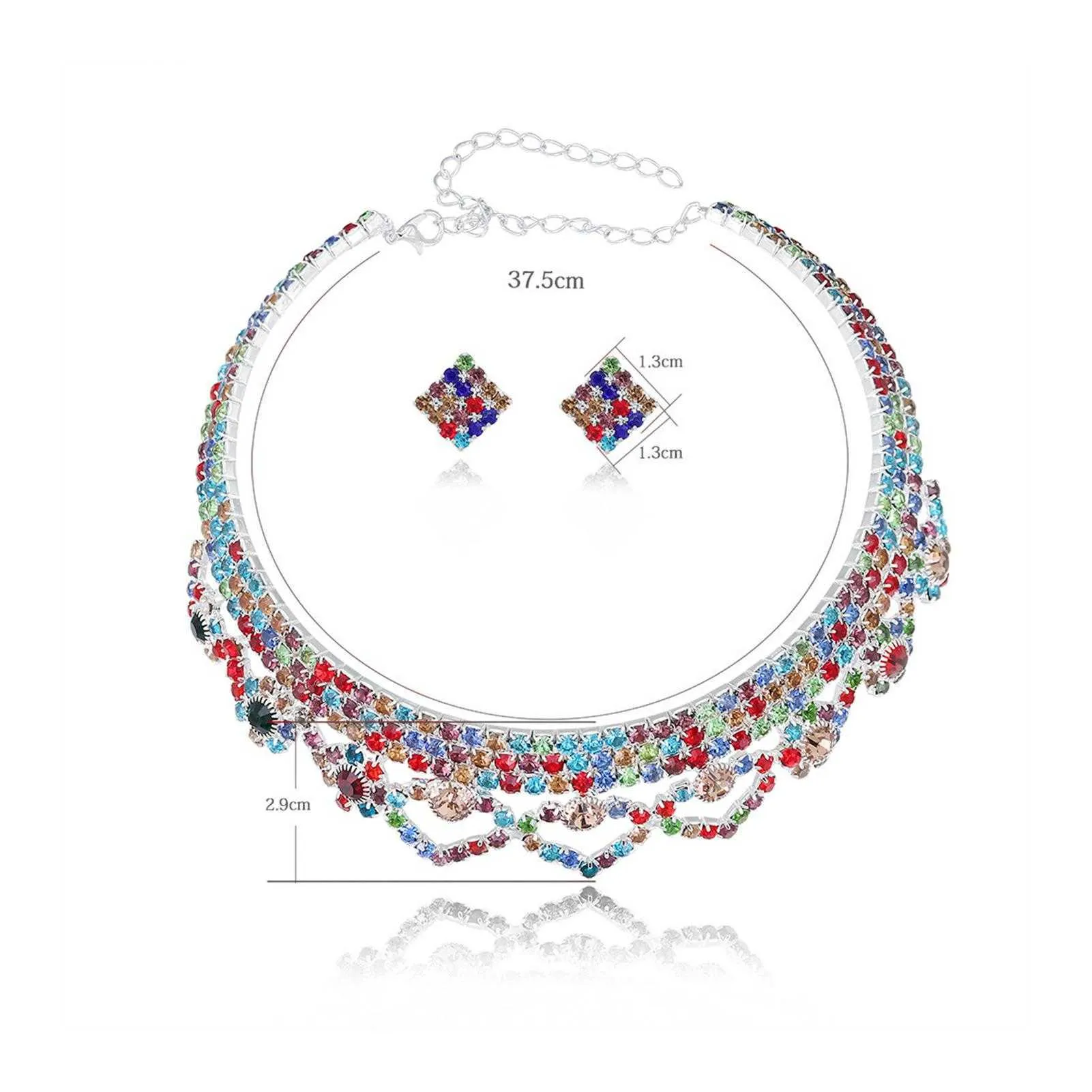 Jewelry Sets Luxury designer Bracelet Women Shining Rhinestone Necklace Earrings Wedding Party Banquet Set