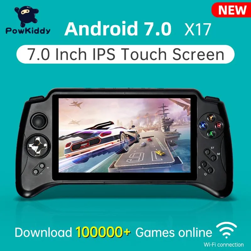 Портативные игровые игроки Powkiddy X17 Android 7.0 портативная консоль 7-дюймовый IPS сенсорный экран MTK 8163 Quad Core 2G RAM 32G ROM Ретро PS1