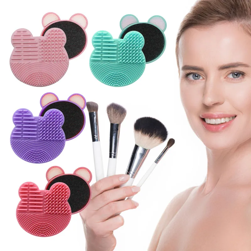 Siliconen make-upborstelreiniger Pad Snelwasbox Spons en mat Cosmetische borstels Schone scrubber Foundation Schoonmaken Make-up gereedschap Op voorraad