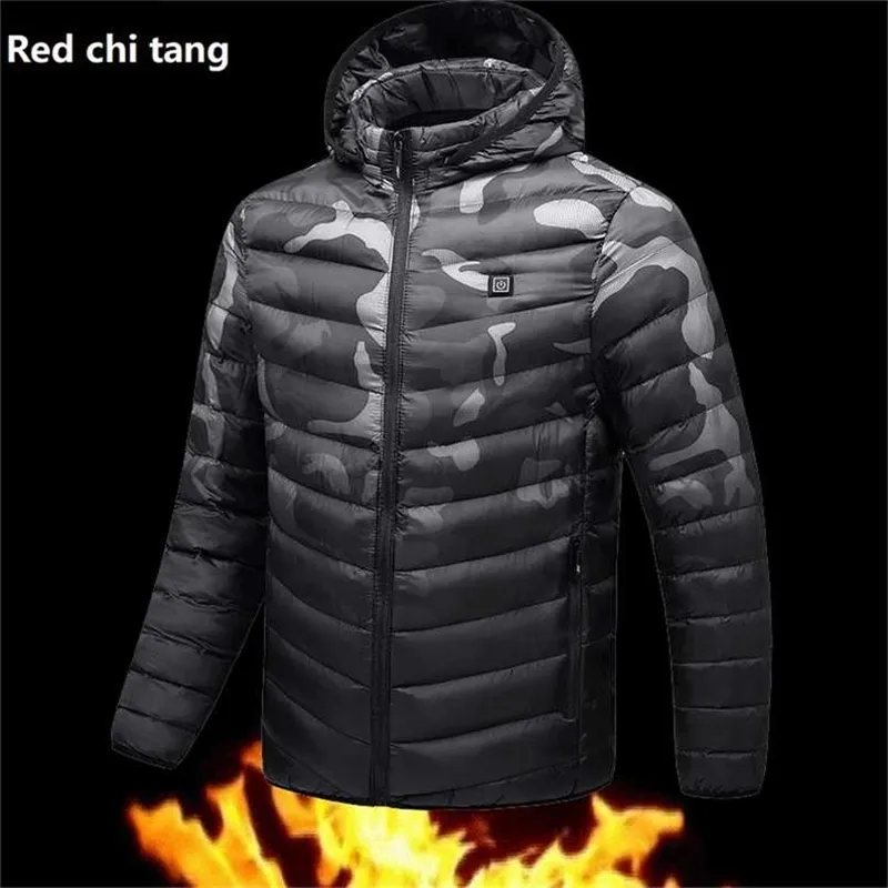 Manteaux matelassés pour hommes Mari Veste d'hiver USB Techwear à capuche en molleton Hommes Style Survêtement Chaud Noir Parkas Thermique Homme 211124