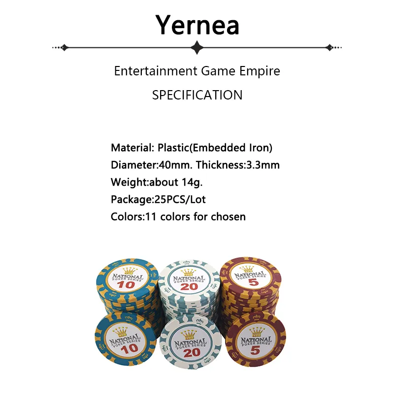 25 adet / grup Poker Cips 14g Taç Yapışkan Kil Sikke Baccarat Texas Holdem Poker Oyna için Set Oyna Cips Renk Taç Eğlence