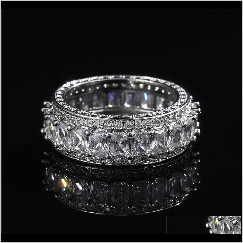 fashion white gold plated cubic zirconia round cut eternity ring for women and girls wedding engagement band jewelry rings