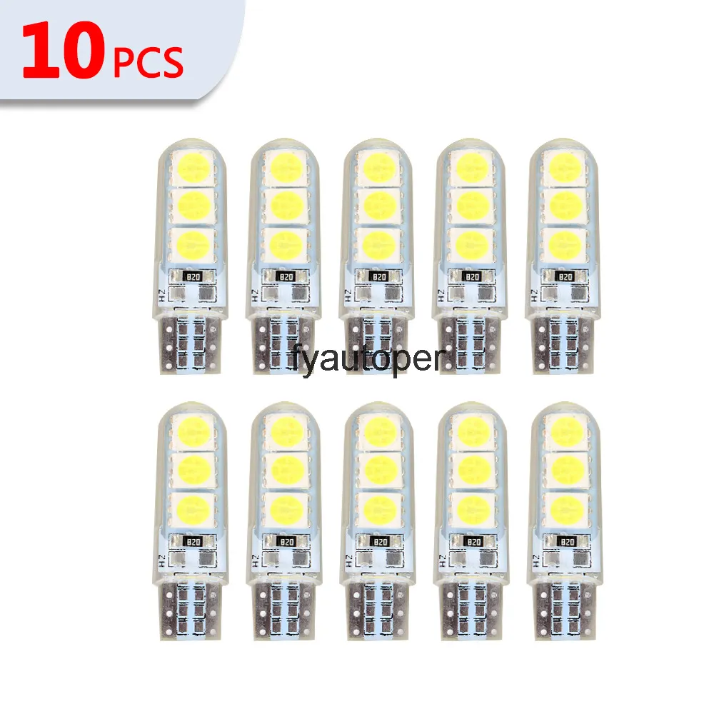 Waterproof LED Bulb Trunk Light T10 12V Car Interior Dome Reading Side Marker Lamp Silicone 6 SMD License Plate