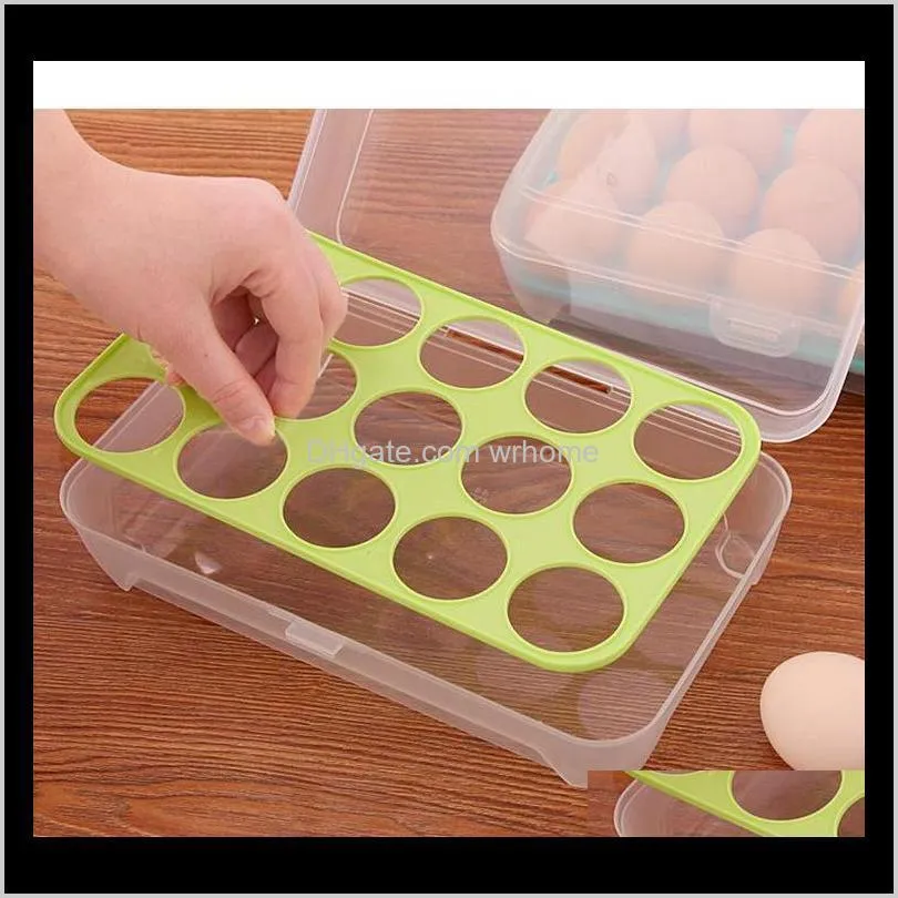 Hushållningsorganisation Home GardenGrids Portable Plastic Egg Storage Box PP Kylskåp Container Tray Holder With Lid Bottles Burkar Dr