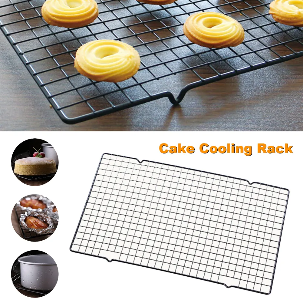 Kylfack Kolstål Non-stick Cooling Encryption Black Cake Bread Biscuit Pizza Display Rack Kök Bakning Verktyg