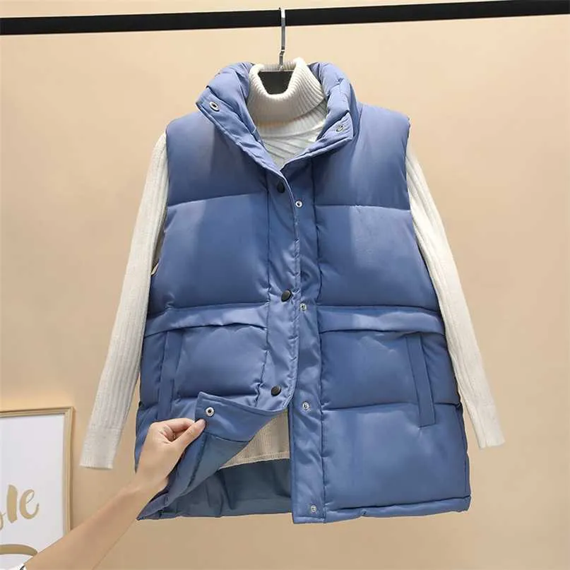 5 Kolory Kamizelka Kamizelka Kobiety Jesień I Zima Krótka Bawełna Koreański Gruba Plus Size Jacket 211120