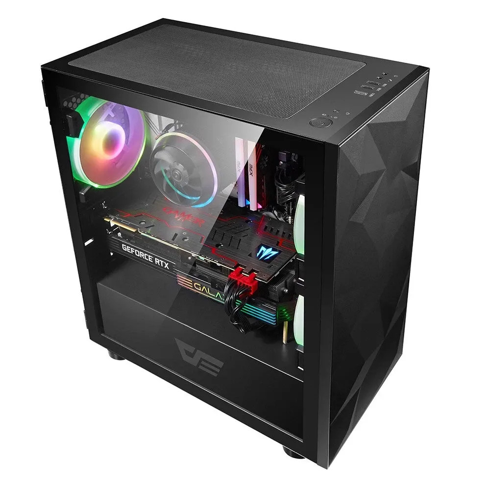 DarkFlash DLM21ゲームコンピュータケースATX / M-ATX / ITX支援緩和ガラスドア開口吸気口ブラック