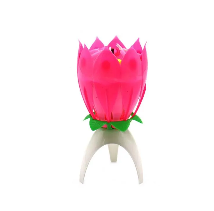 Lotus Music Candle Singing Birthday Party Cake Flash Candles Flower Musics CandleCake Accessories Holiday Supplies SN5410