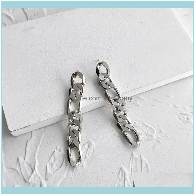 Dangle & Chandelier Peri`sBox 12mm*84mm Chunky Chain Earrings Long Figaro Link For Women Statement Gold Brass 2021 Jewelry