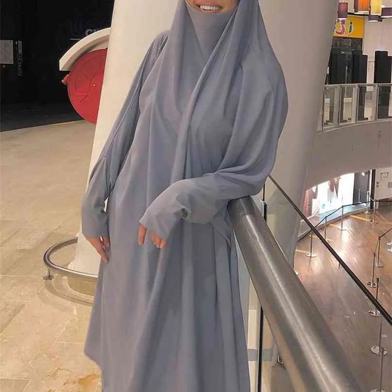 Мусульманская химарская абая набор для женщин Рамадан Ид Мубаракгарский негабаритный Дубай Турция арабский марокканская исламская молитвенная одежда 210517