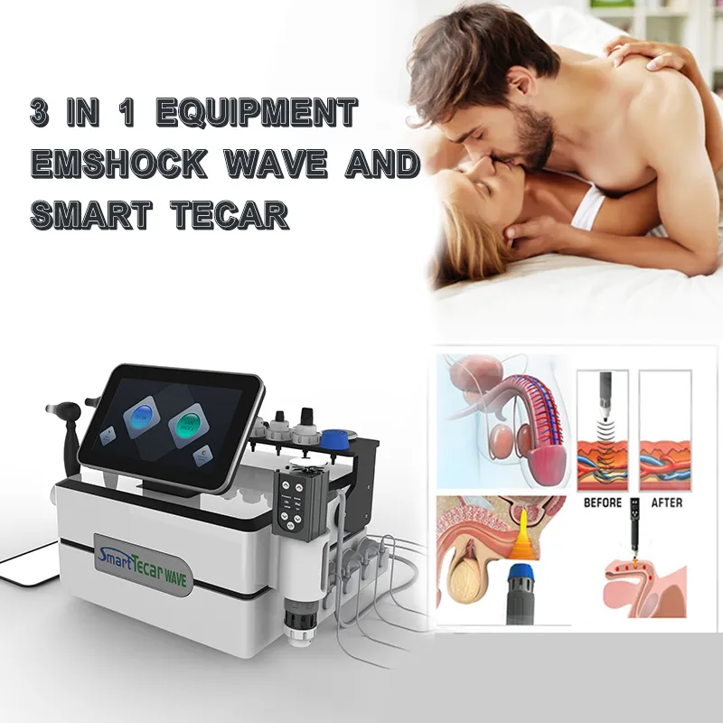 3 em 1 Smart Tecar CET RET EMS Máquina de terapia de onda de choque para tratamento de ED Gordura Gordura Alívio da dor