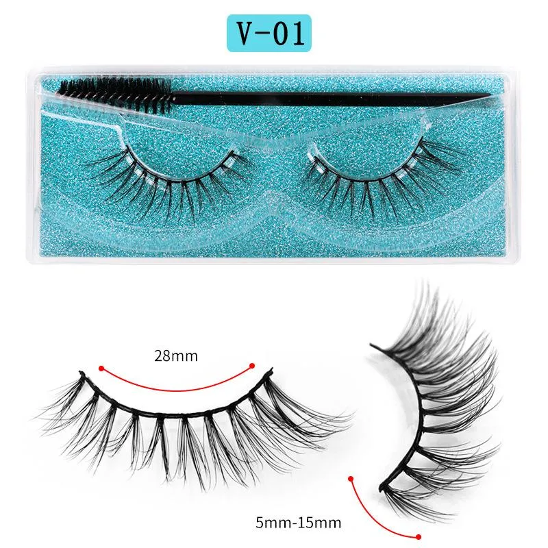 1Pair 3D Styles Natural False Eyelashes Soft Light Fake 3D Mink Eyelash Glitter Eyelash Extension Mink Lashes With Eyelash Brush Makeup Holike