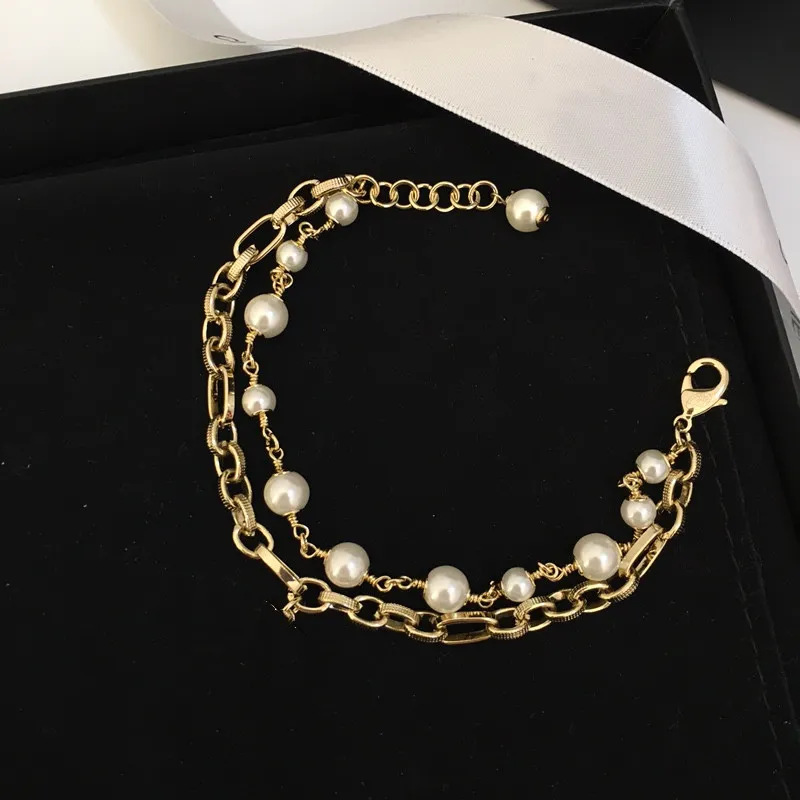 Pearl Bracelet For Women, 2024 Retro Trend Brass Gold Charm Bracelet