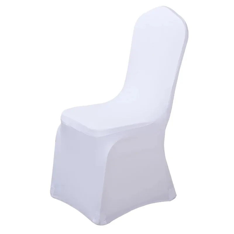 50pcs housse de chaise couvertures blanches pour Reataurant Banquet hôtel salle à manger Lycra Polyester Spandex extérieur