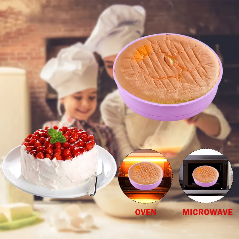 4 6 8 10 polegadas do bolo redondo Cheesecake Cheesecake Formas de cozimento para acessórios de pastelaria Ferramentas de alimentos Grau Silicone Mold