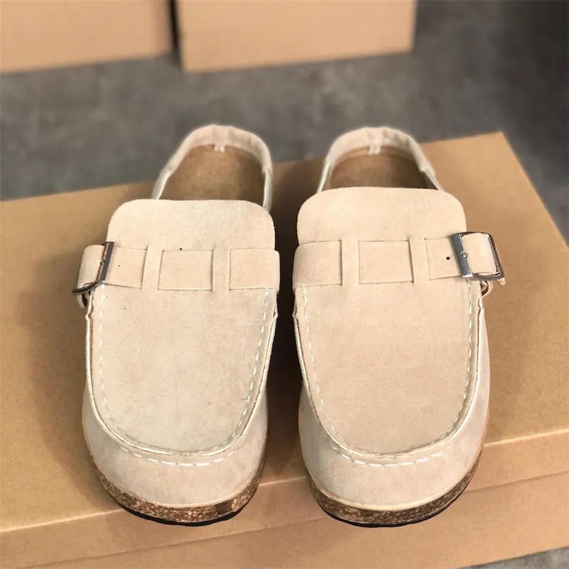 2021 Sommar Kvinnor Scuffs Booties Rund Toe Fashion Flat Leather Sandal 5 Färger Strand Slipper Kvinnor Casual Skor Stor storlek 35-43 W1