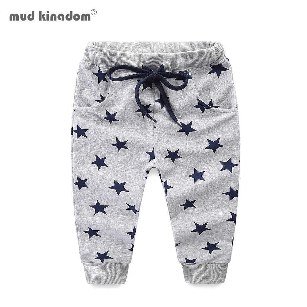 Mudkingdom Meninos Basculador Calças Estrelas Impressão Drawstring Casual Kids Sweatpants 210615