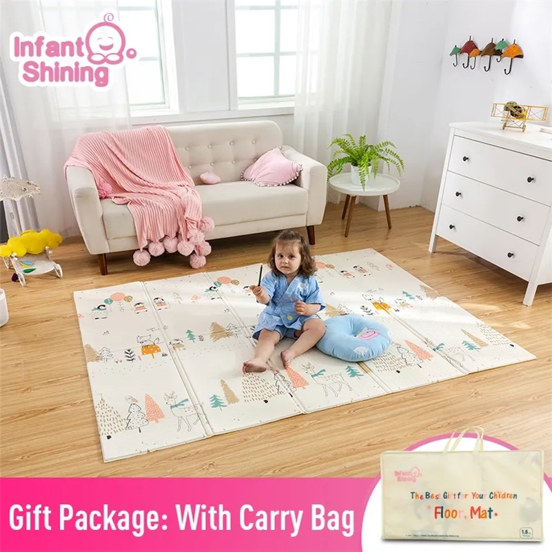 Tapis de jeu pour enfants brillants pour bébés, tapis de jeu pliable pour nourrissons, 200 x 150 x 1 cm, tapis de ramper en mousse et matelas de jeu 210320