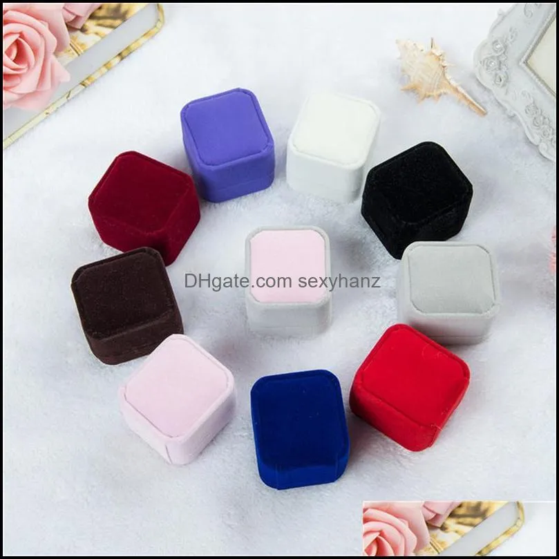 Square Jewelry Boxes Ring Earrings Pendant Collection Organizer Holder Wedding Engagement Gift Packaging Box Cases GWE11766